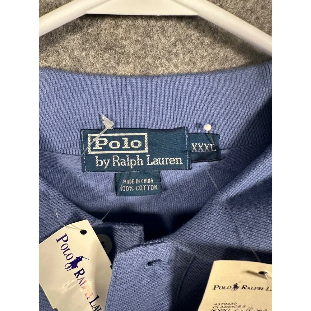 Polo RalphLauren Mens XXXL Blue Short Sleeve Cotton Pique Polo Shirt Orange Pony